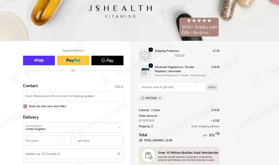 JSHealth EU coupon code: 20% off with KRISTA20. Tested and valid as 1 month ago.