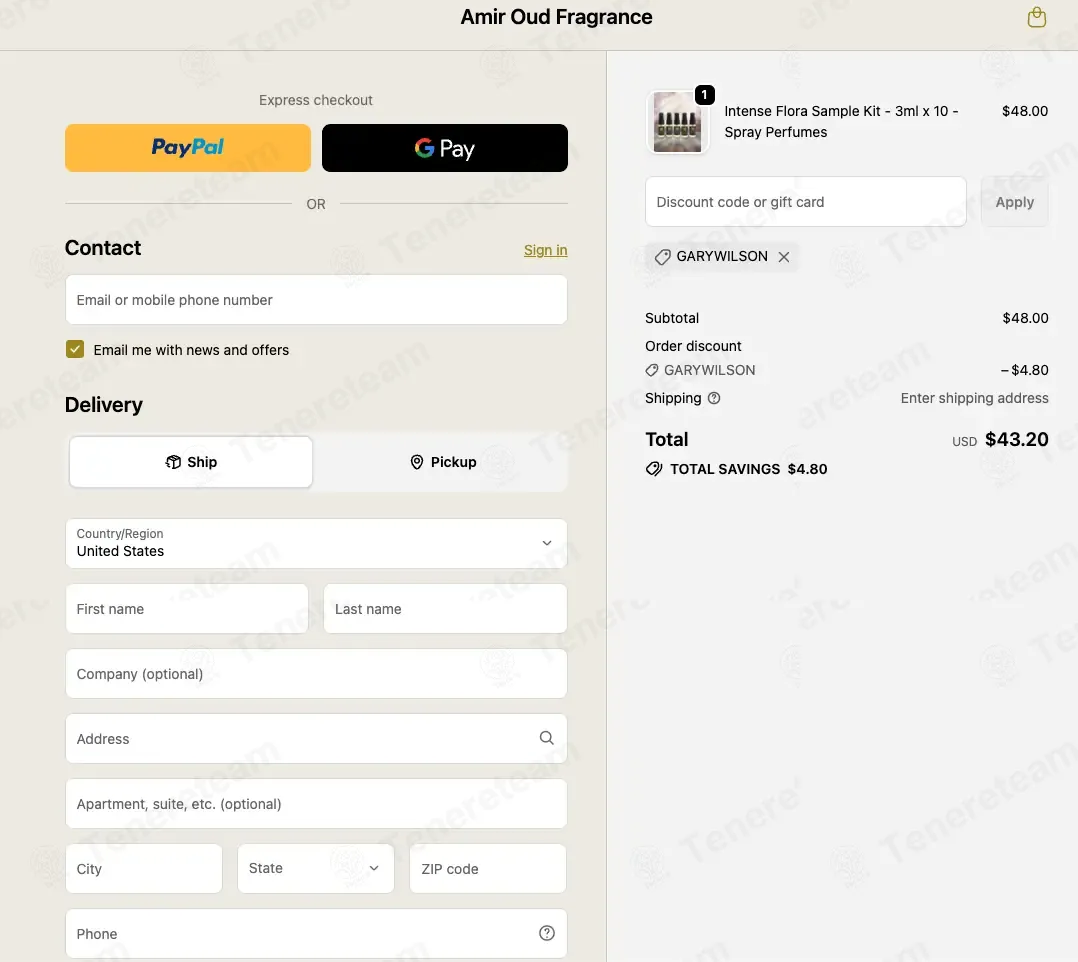 Amir Oud Fragrance coupon code: 10% off with GARYWILSON. Tested and valid as 1 month ago.