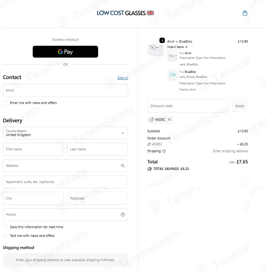 Low Cost Glasses UK coupon code: 45% off with 45DEC. Tested and valid as 4 months ago.