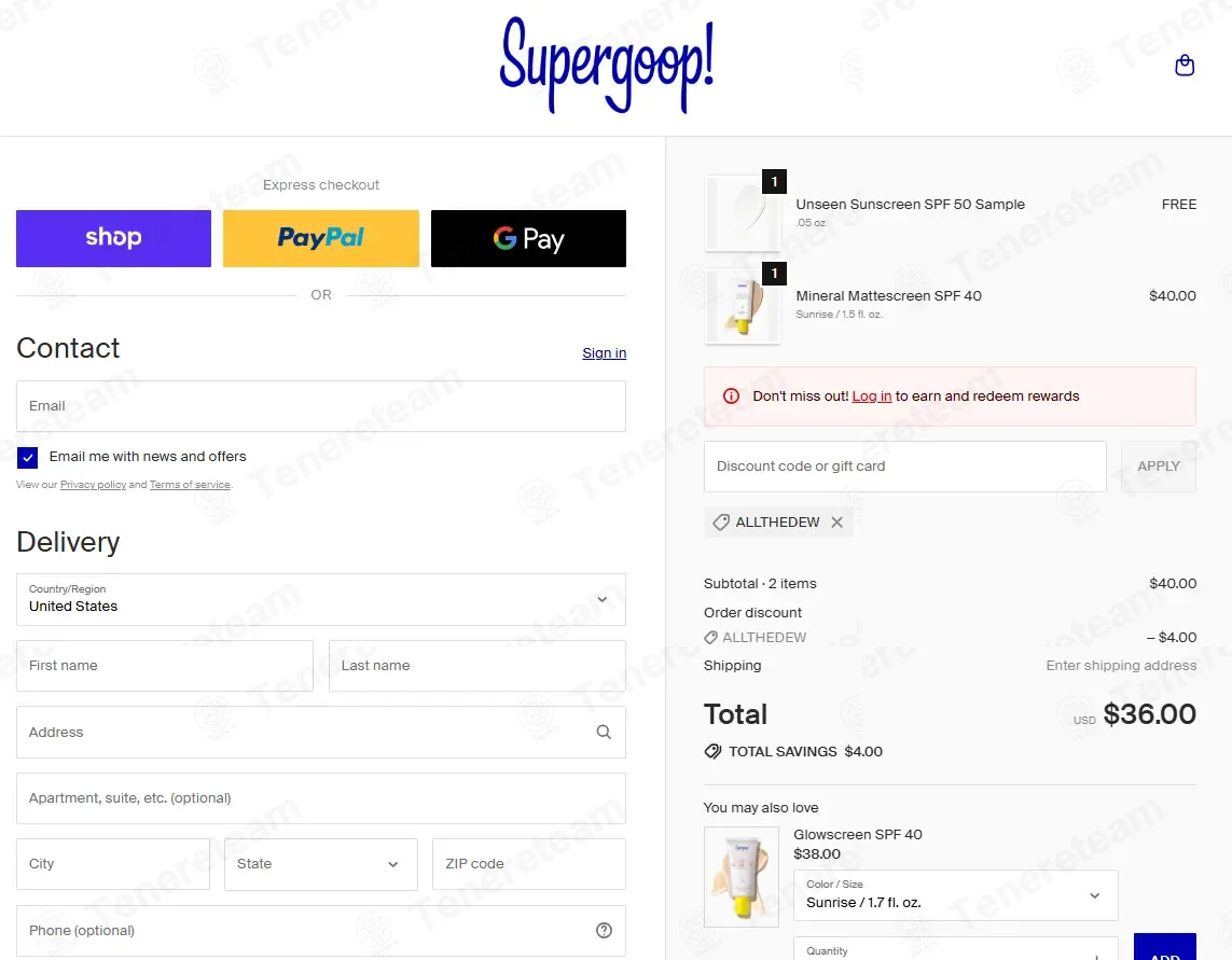 Supergoop coupon code: 10% off with ALLTHEDEW. Tested and valid as 1 month ago.