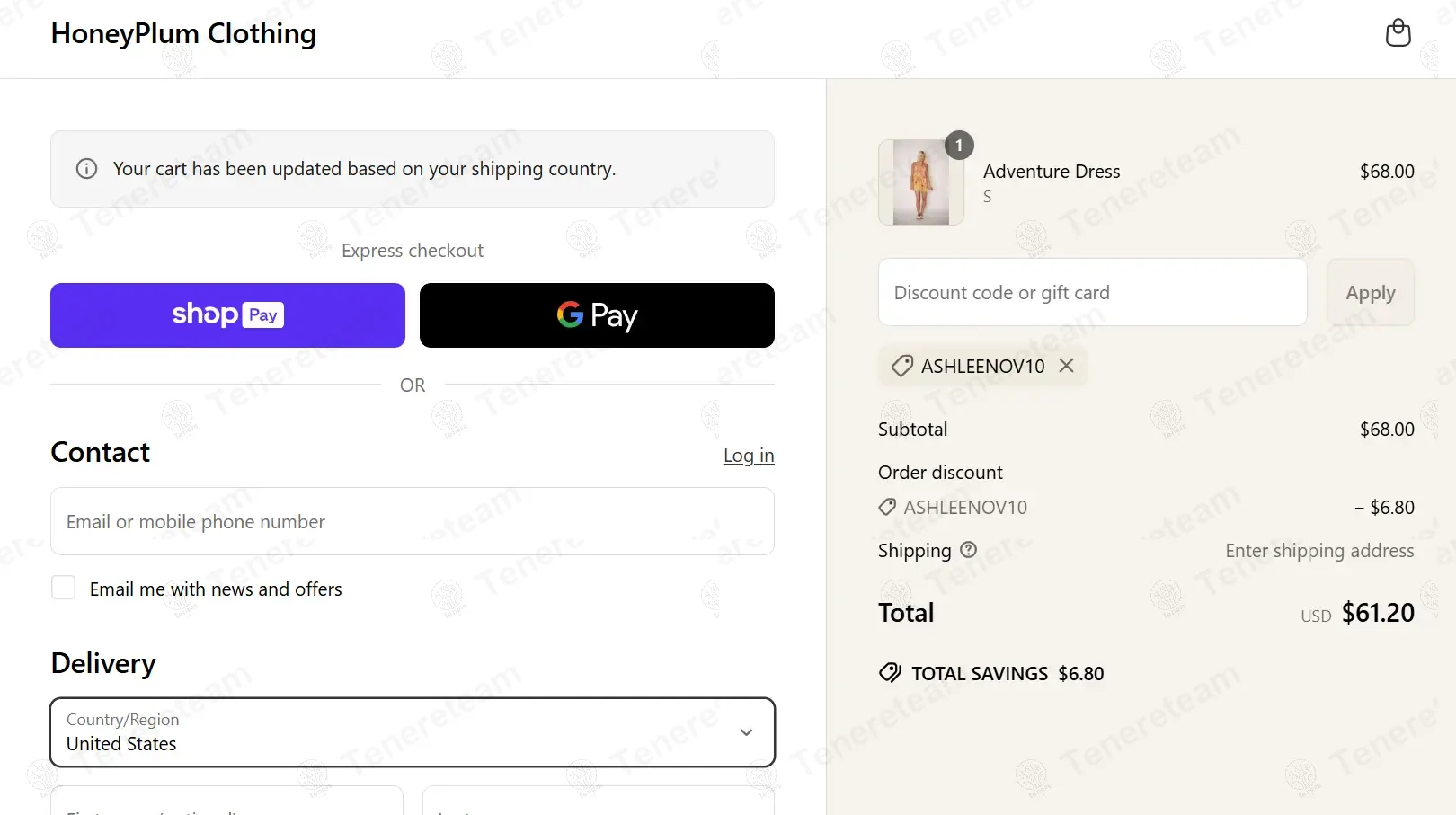 HoneyPlum Clothing coupon code: 10% off with ASHLEENOV10. Tested and valid as 1 year ago.