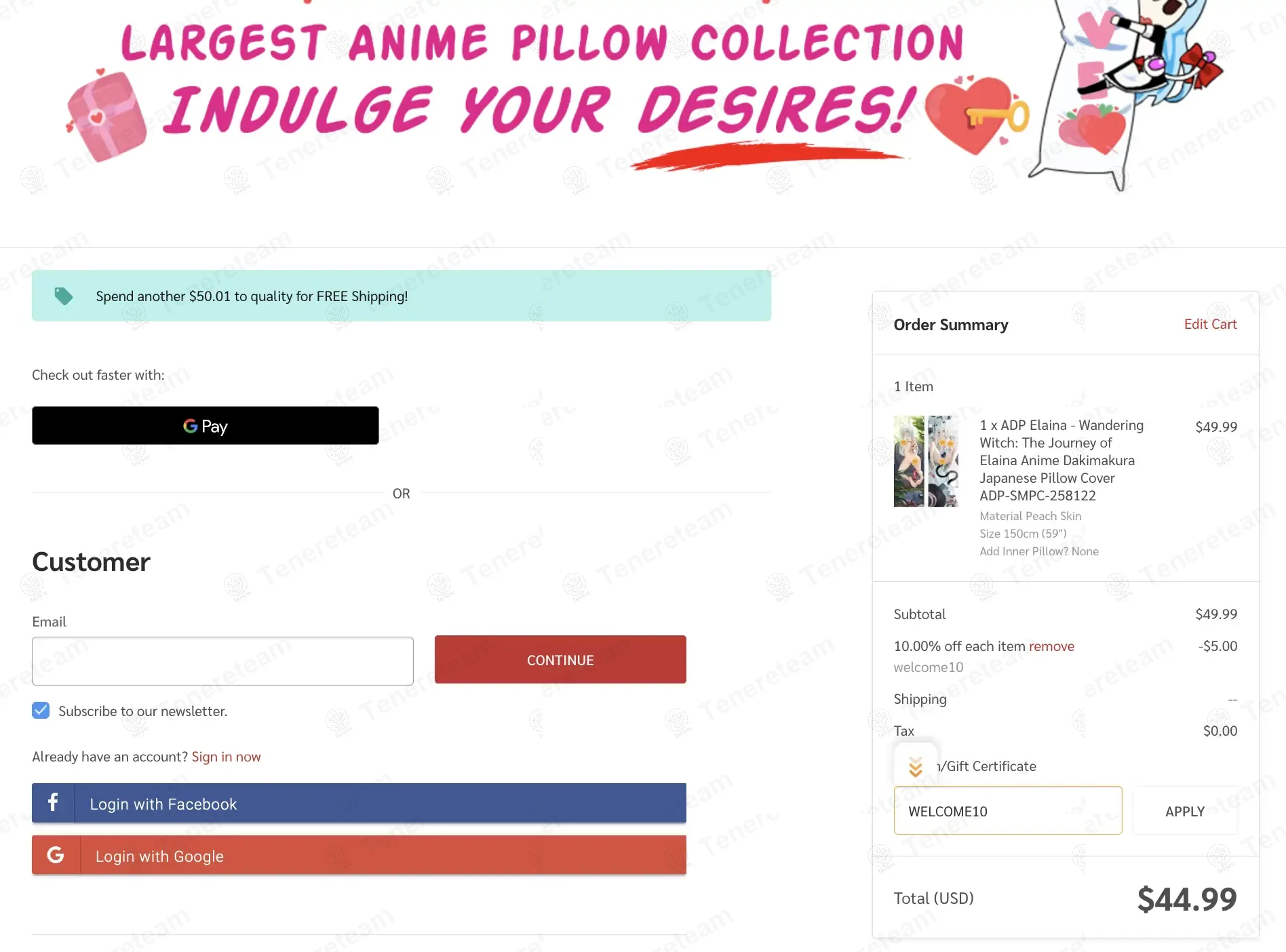 Anime Dakimakura Pillow coupon code: 10% off with welcome10. Tested and valid as 8 months ago.