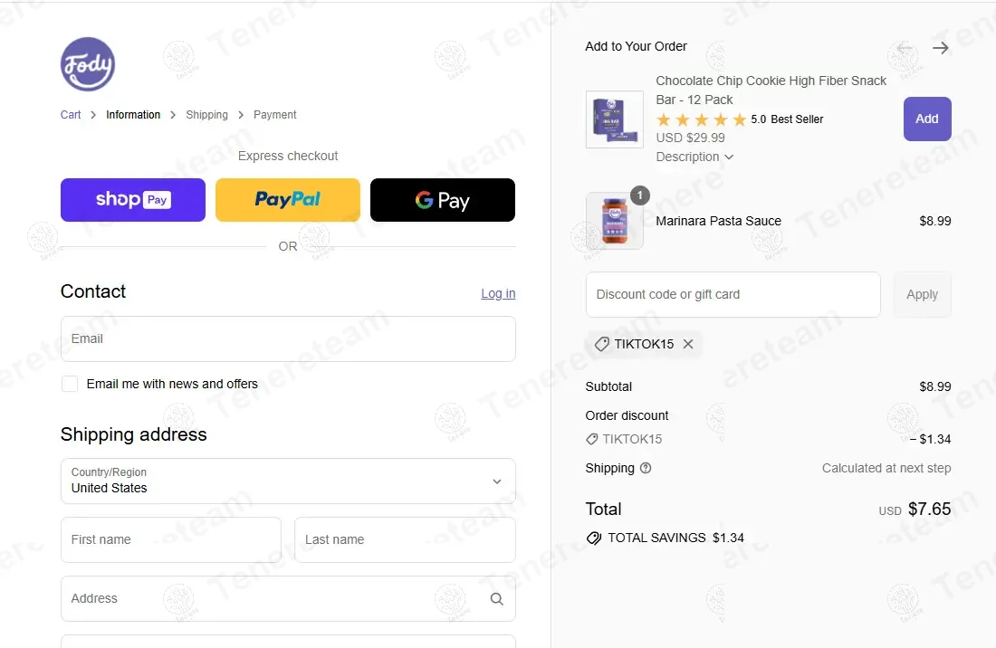 FODY Foods coupon code: 15% off with TIKTOK15. Tested and valid as 10 months ago.