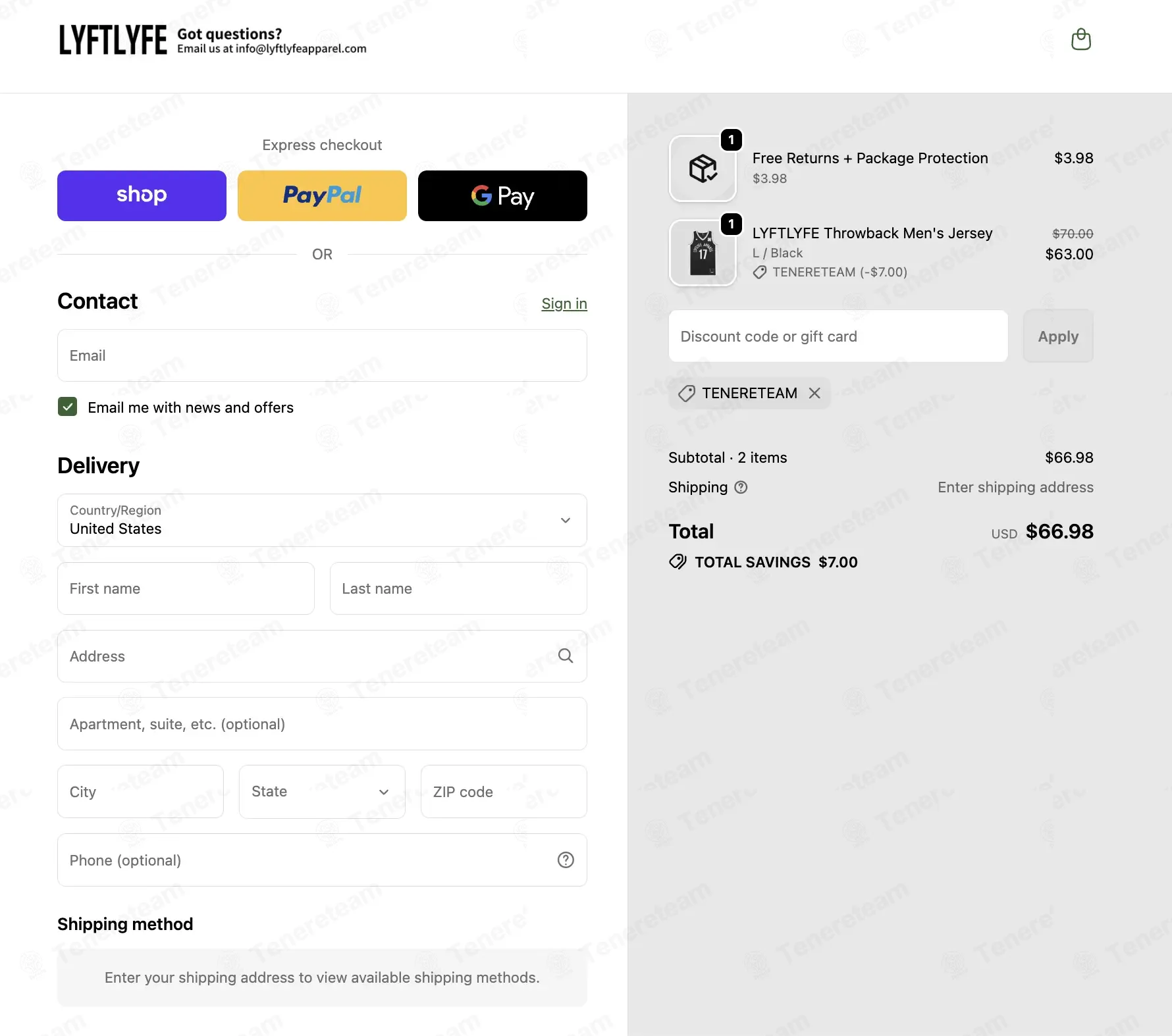 LYFTLYFE Apparel coupon code: 10% off with TENERETEAM. Tested and valid as 1 week ago.