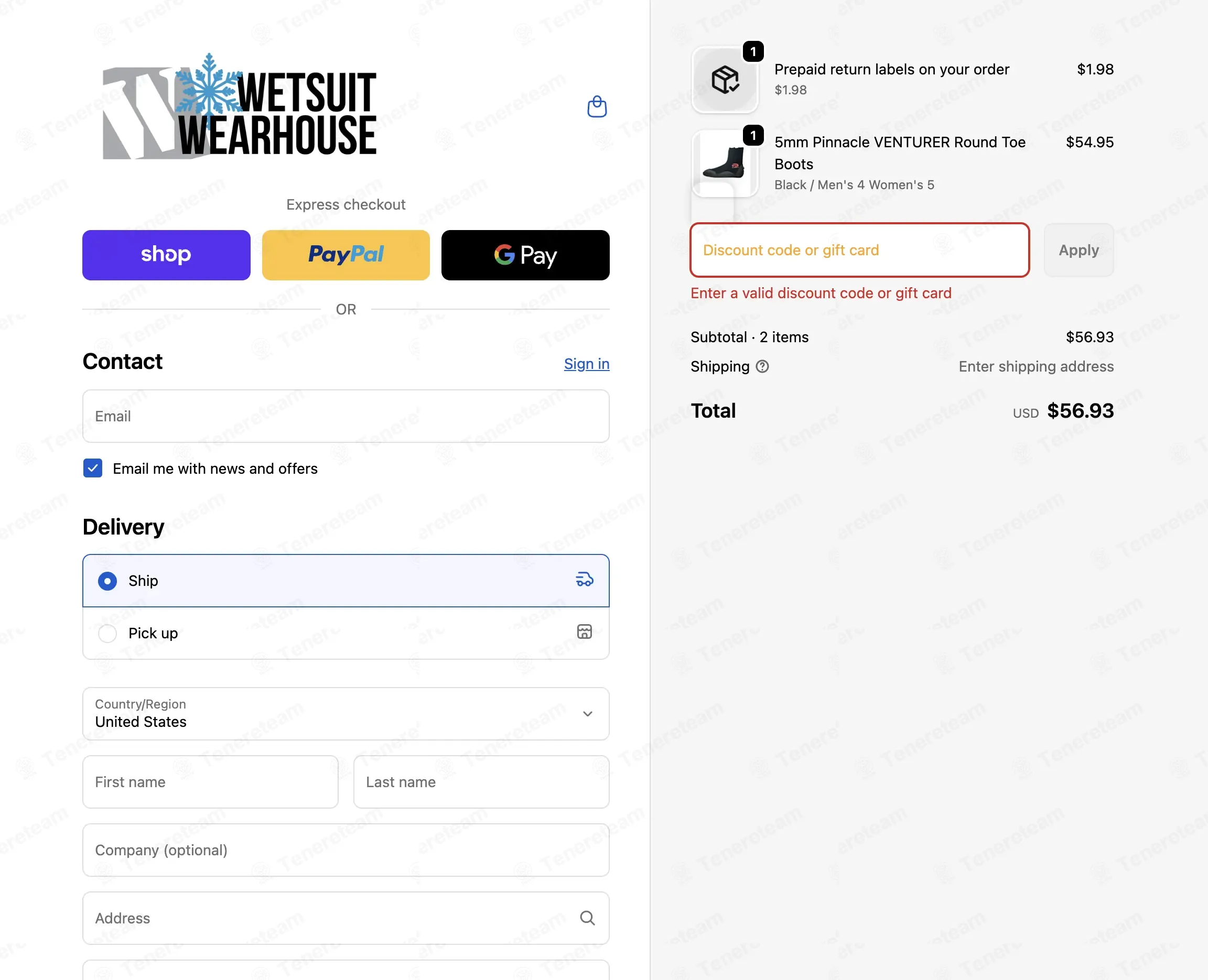 Wetsuit Wearhouse coupon code: 15% off with MEMORIAL19. Tested and valid as 3 months ago.