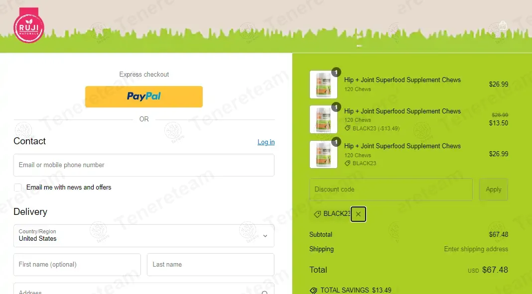 Ruji Naturals coupon code: 50% off with BLACK23. Tested and valid as 1 year ago.