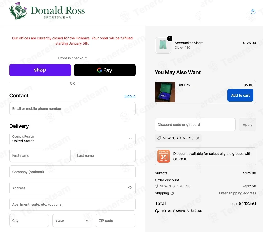 Donald Ross Sportswear coupon code: 10% off with NEWCUSTOMER10. Tested and valid as 1 month ago.