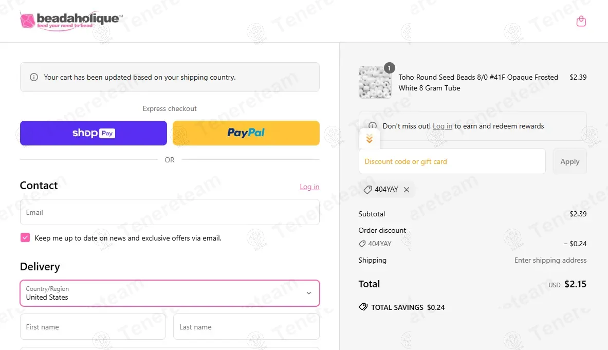 Beadaholique.com coupon code: 10% off with 404YAY. Tested and valid as 1 year ago.