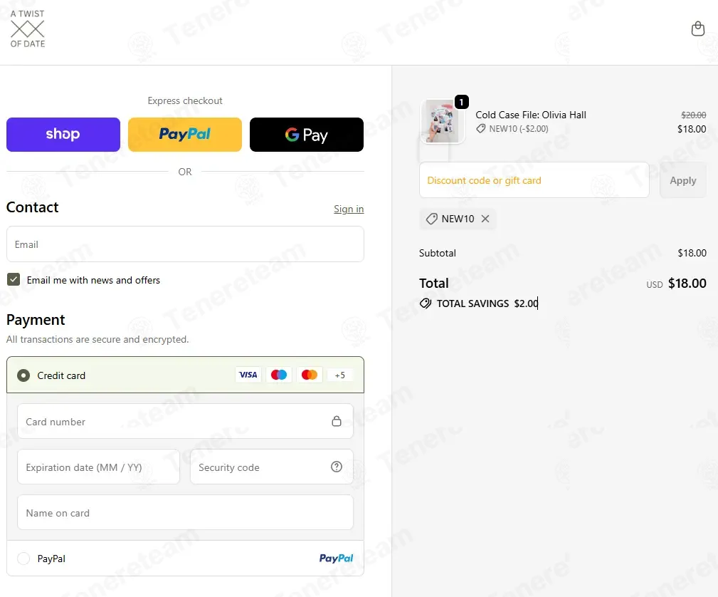 A Twist of Date coupon code: 10% off with NEW10. Tested and valid as 1 week ago.