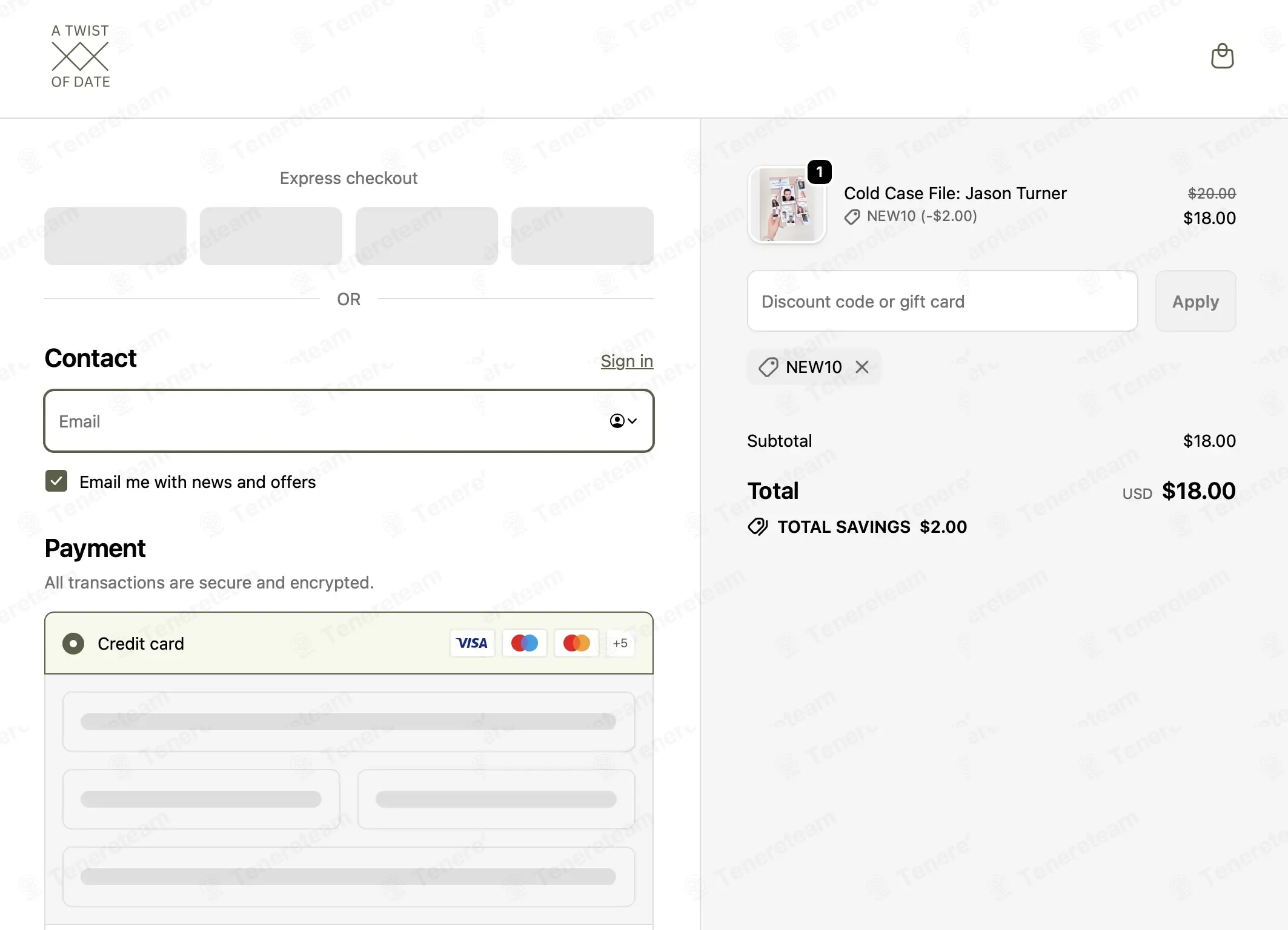 A Twist of Date coupon code: 10% off with NEW10. Tested and valid as 1 week ago.
