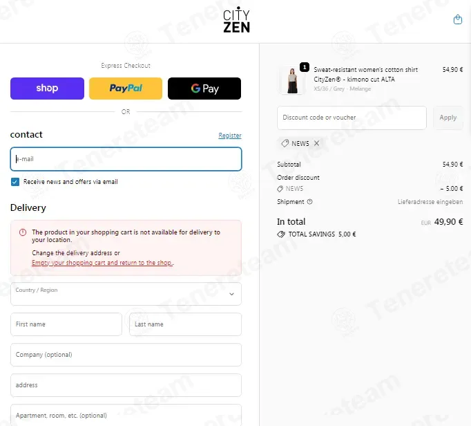 Cityzen Wear DE coupon code: €5 off with NEW5. Tested and valid as 10 months ago.