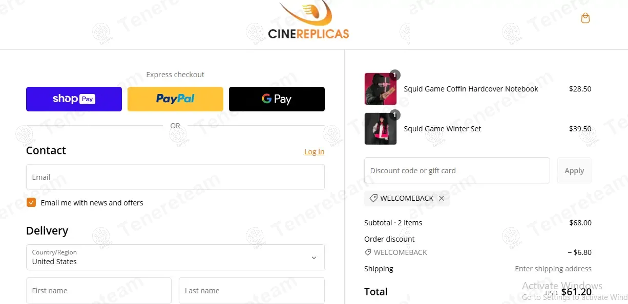 Cinereplicas coupon code: 10% off with WELCOMEBACKYOU. Tested and valid as 1 year ago.