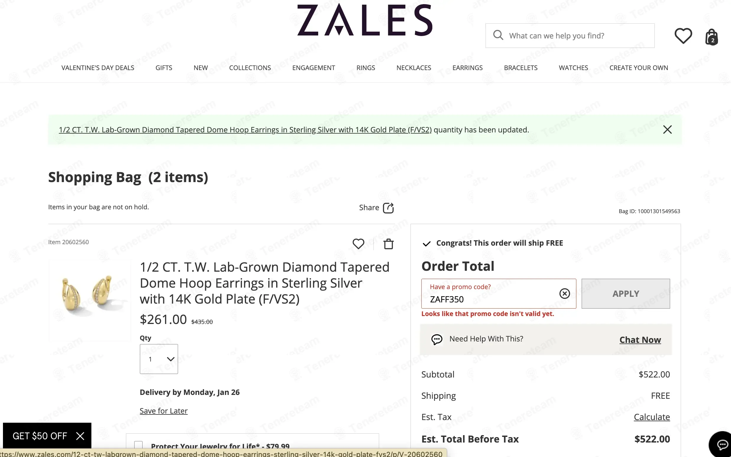Zales coupon code: $100 off with ZAFF350. Tested and valid as 5 months ago.