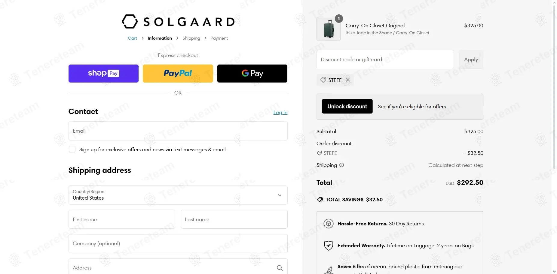 Solgaard.co coupon code: 10% off with STEFE. Tested and valid as 1 year ago.