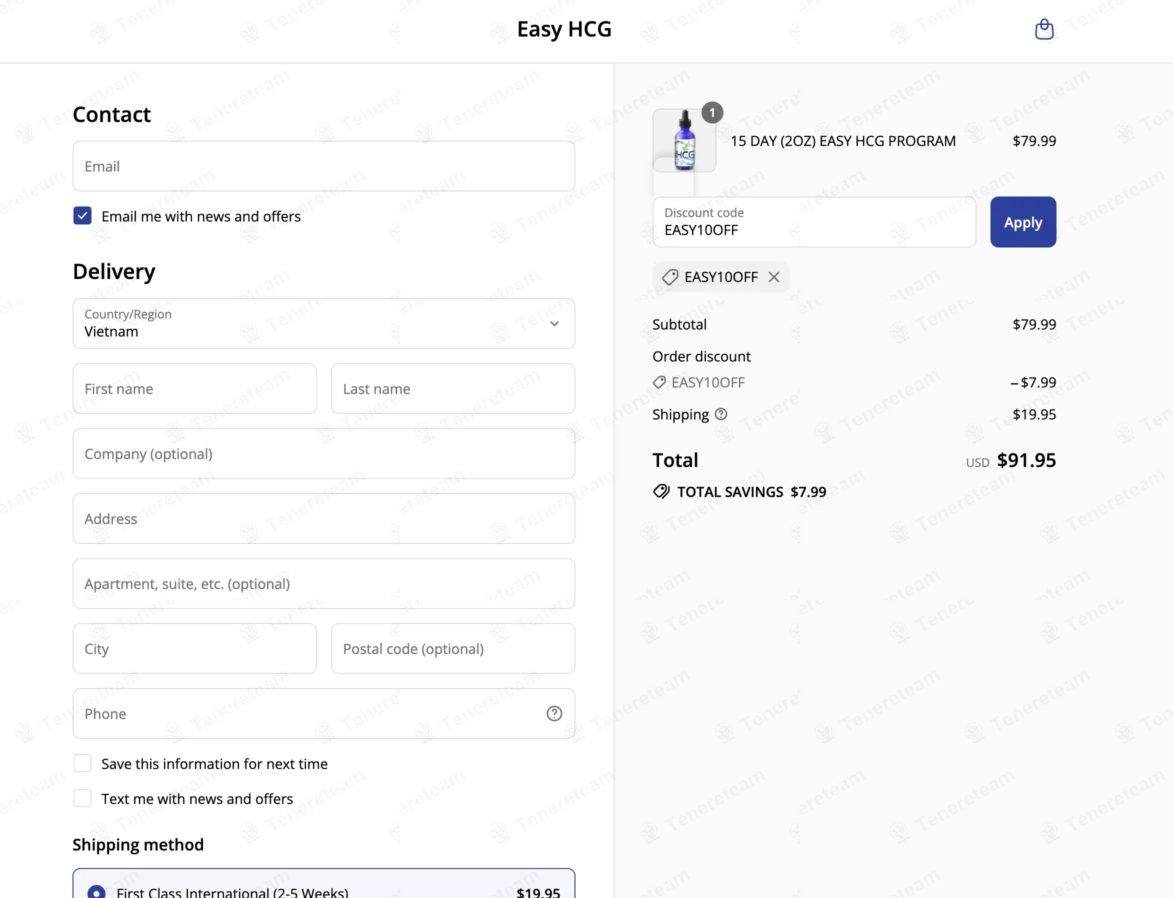 Easy Hcg coupon code: 10% off with EASY10OFF. Tested and valid as 9 months ago.