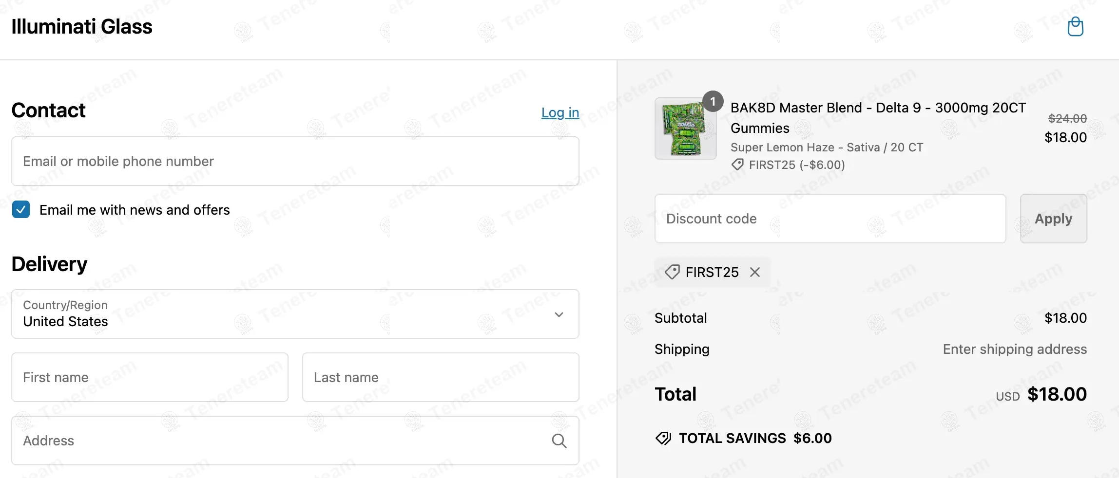 Illuminati Glass coupon code: 25% off with FIRST25. Tested and valid as 1 year ago.