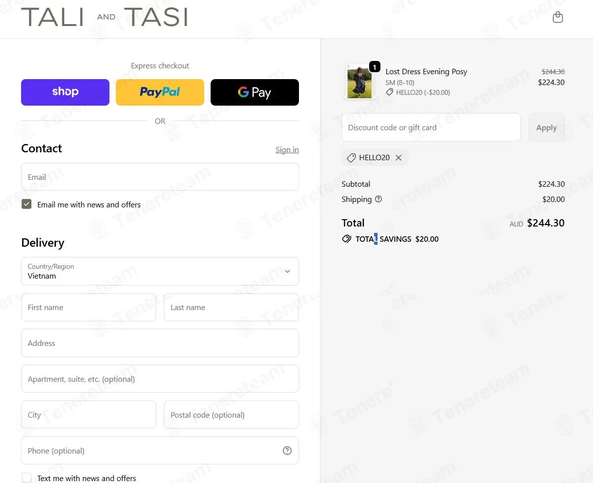 Tasi Travels apply coupon code