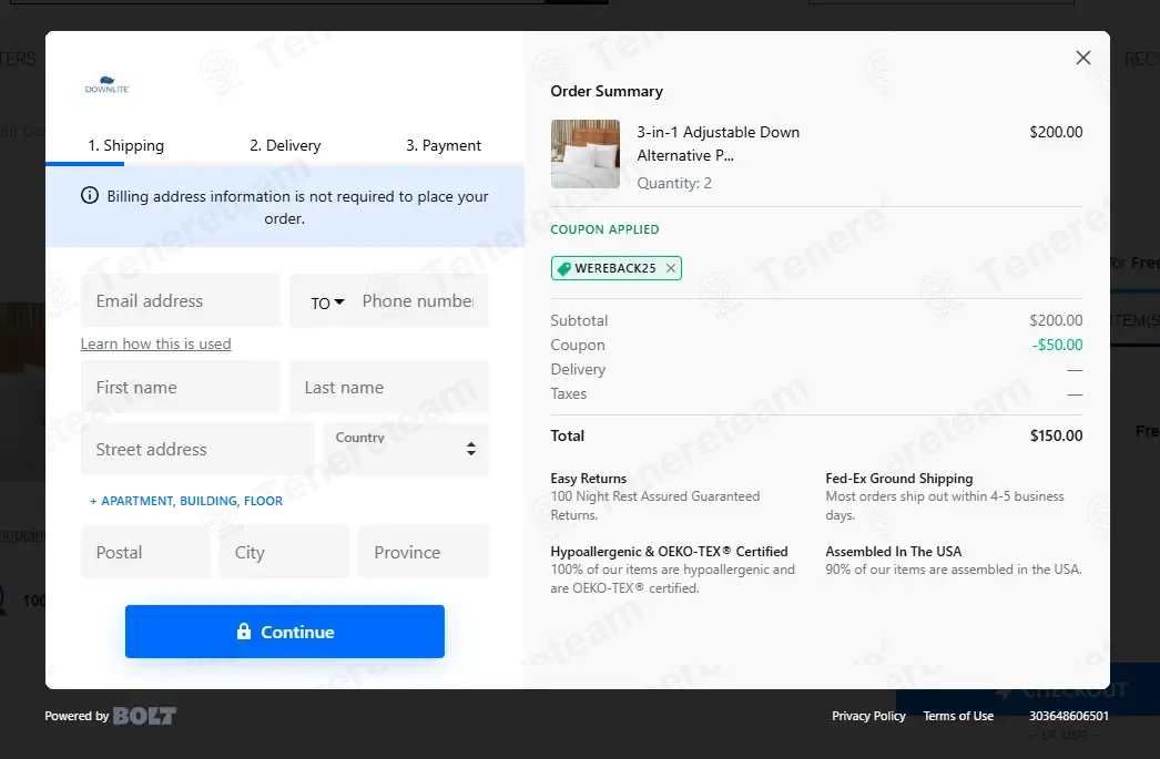Downlite Bedding coupon code: 25% off with Wereback25. Tested and valid as 4 weeks ago.