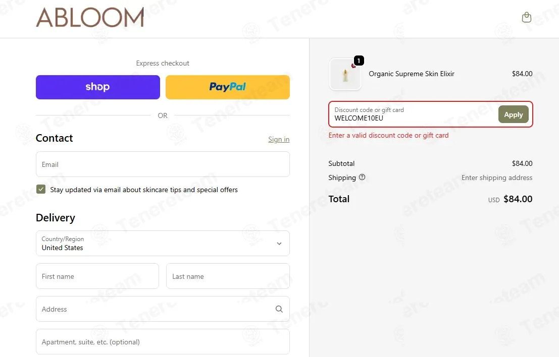 Abloom Skincare coupon code: 10% off with WELCOME10EU. Tested and valid as 3 months ago.