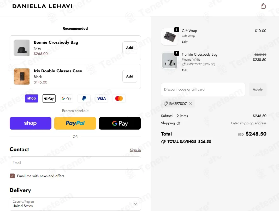Daniella Lehavi coupon code: 10% off with RMSF7SQ7. Tested and valid as 3 months ago.