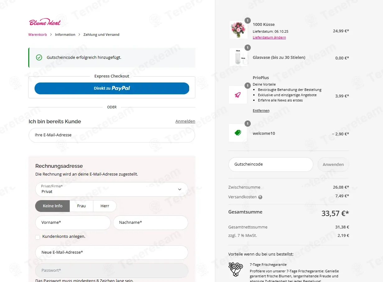 Blume Ideal DE coupon code: 10% off with WELCOME10. Tested and valid as 8 months ago.