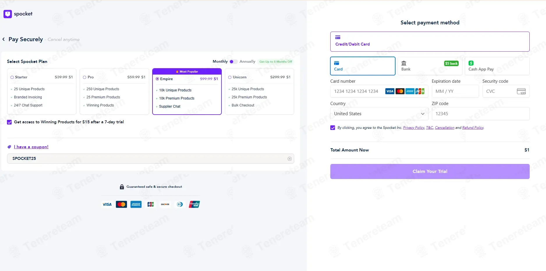 Spocket coupon code: 25% off with SPOCKET25. Tested and valid as 1 month ago.