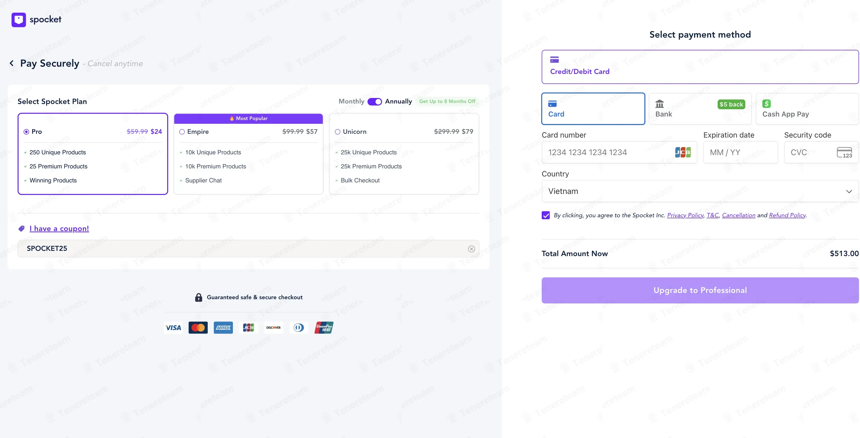 Spocket coupon code: 25% off with SPOCKET25. Tested and valid as 1 month ago.