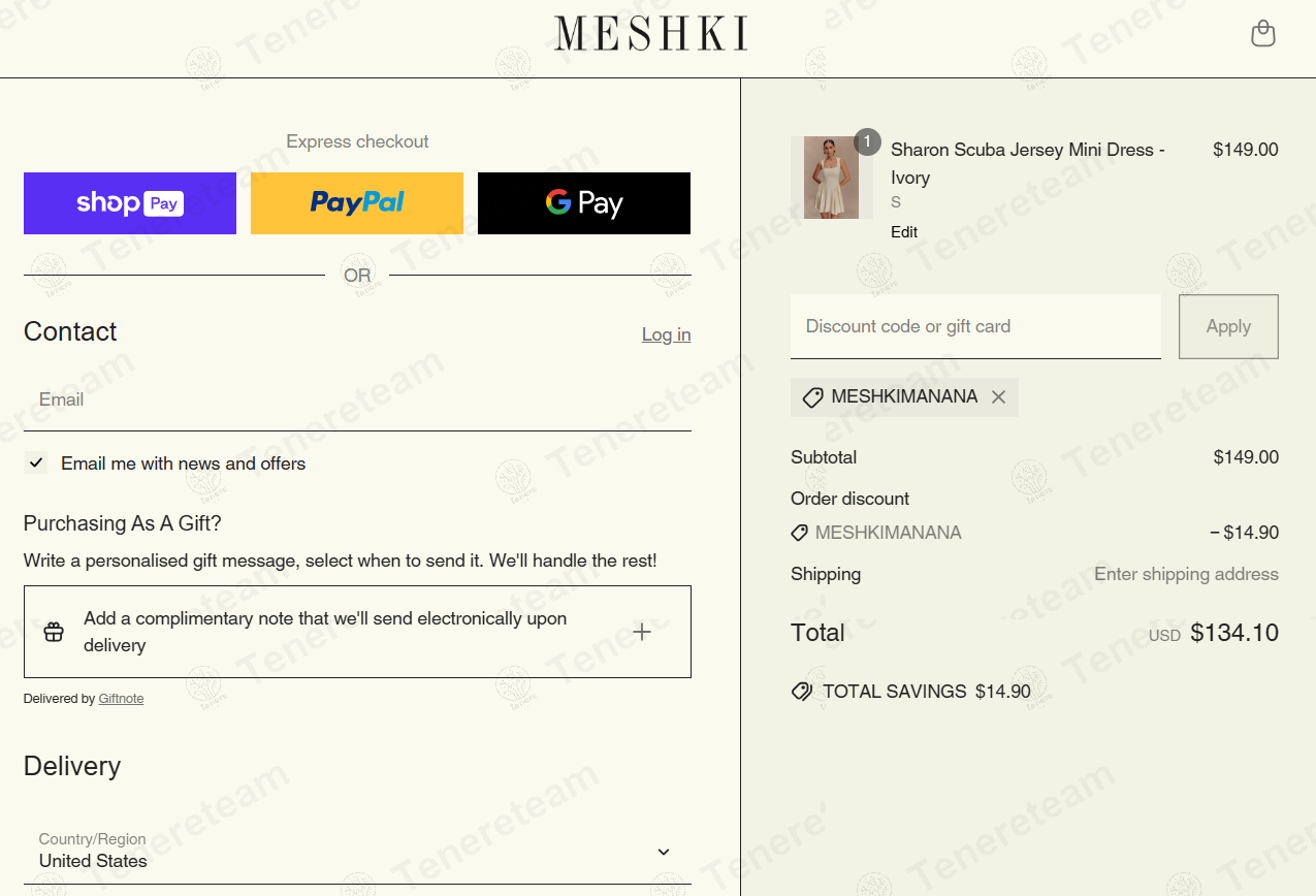 Meshki coupon code: 10% off with MESHKIMANANA. Tested and valid as 1 year ago.
