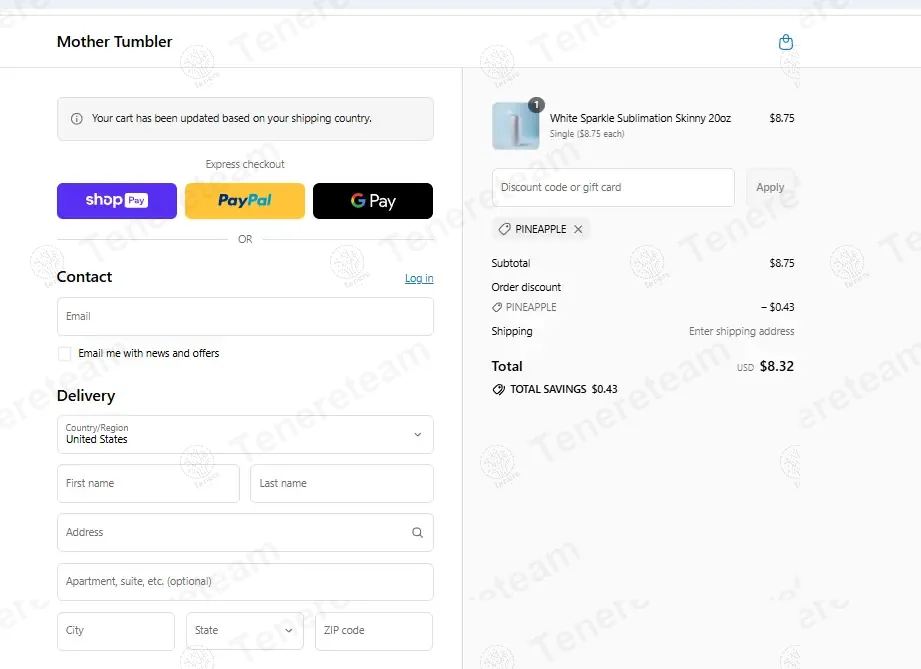 Mother Tumbler coupon code: 5% off with PINEAPPLE. Tested and valid as 10 months ago.