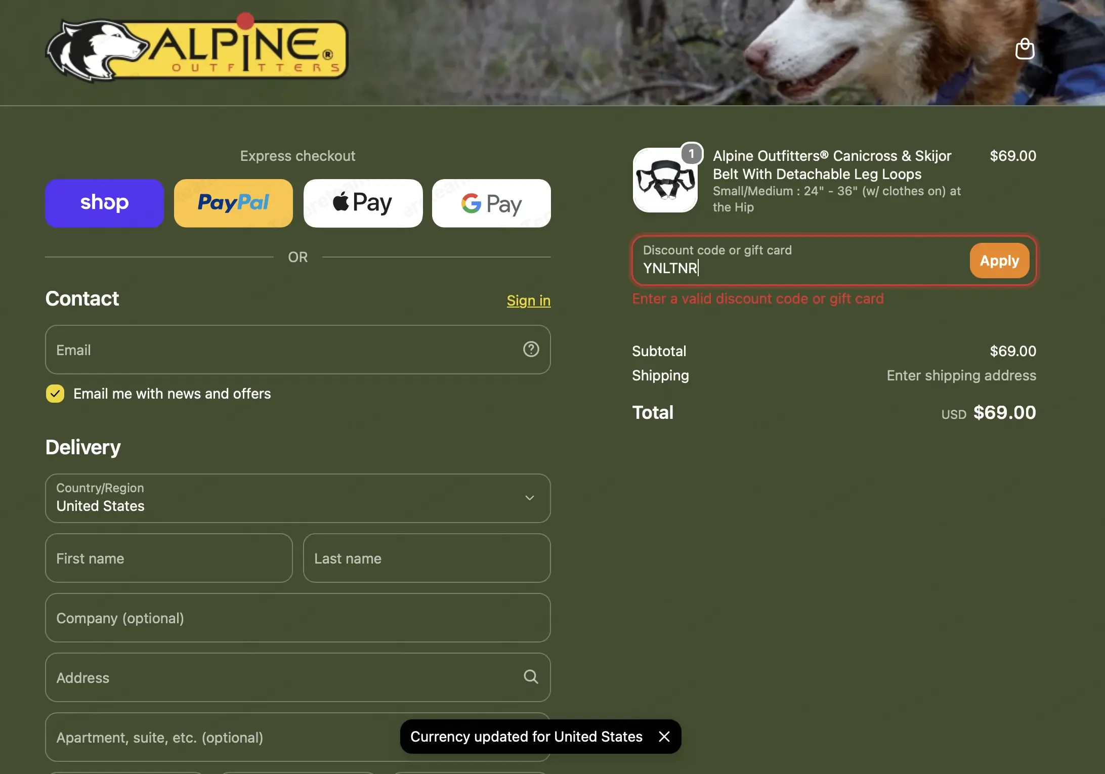 Alpine Outfitters apply coupon code