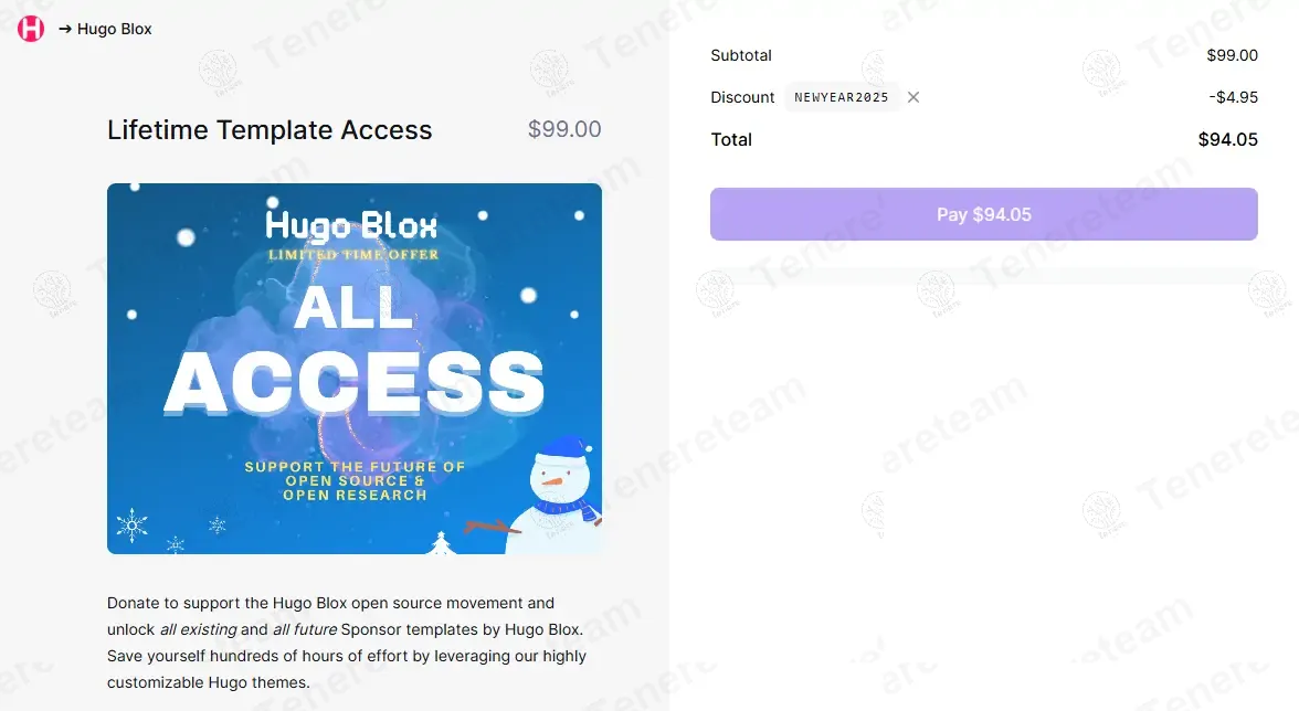 Hugo Blox coupon code: 5% off with NEWYEAR2025. Tested and valid as 1 year ago.