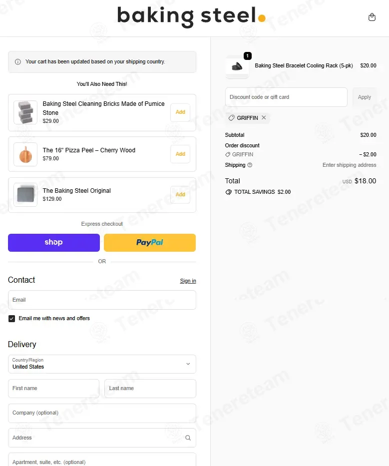 Baking Steel coupon code: 10% off with GRIFFIN. Tested and valid as 2 months ago.