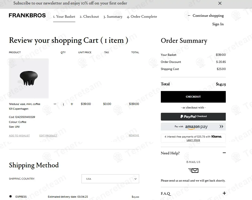 FRANKBROS coupon code: 15% off with DPF15. Tested and valid as 1 year ago.