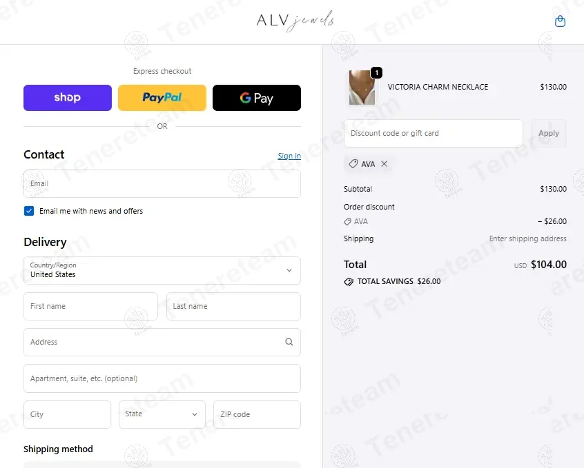 Alv Jewels coupon code: 20% off with AVA. Tested and valid as 9 months ago.