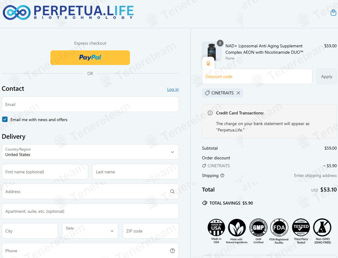 Perpetua.Life coupon code: 10% off with CINETRAITS. Tested and valid as 11 months ago.