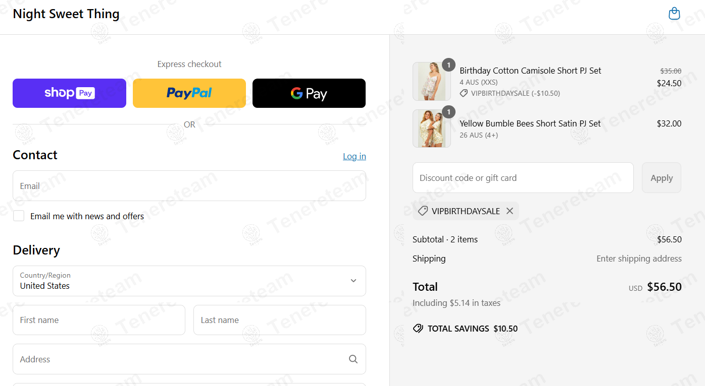 Night Sweet Thing apply coupon code