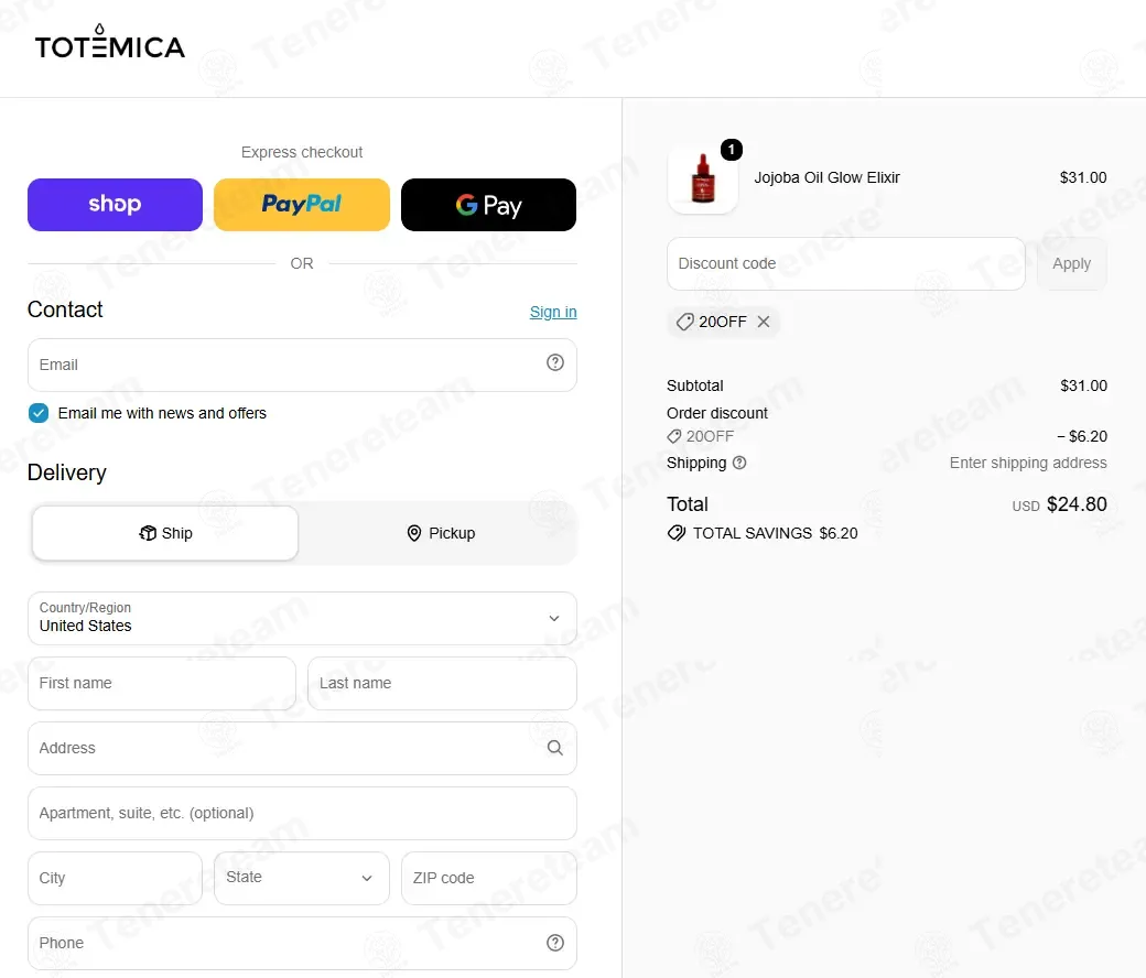 Totemica Beauty coupon code: 20% off with 20OFF. Tested and valid as 1 week ago.