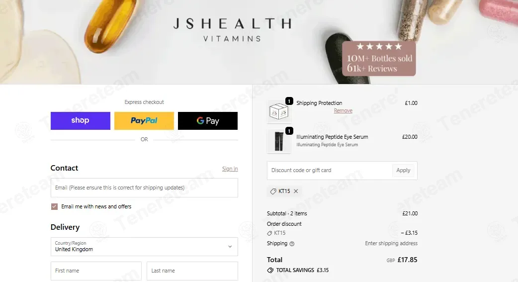 JSHealth EU coupon code: 15% off with KT15. Tested and valid as 1 month ago.