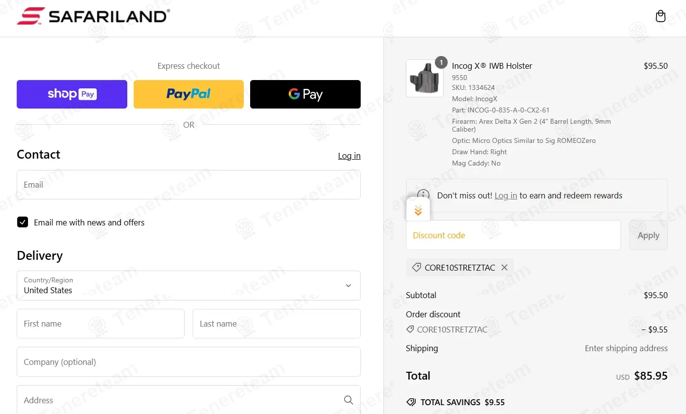Safariland coupon code: 10% off with CORE10STRETZTAC. Tested and valid as 2 weeks ago.