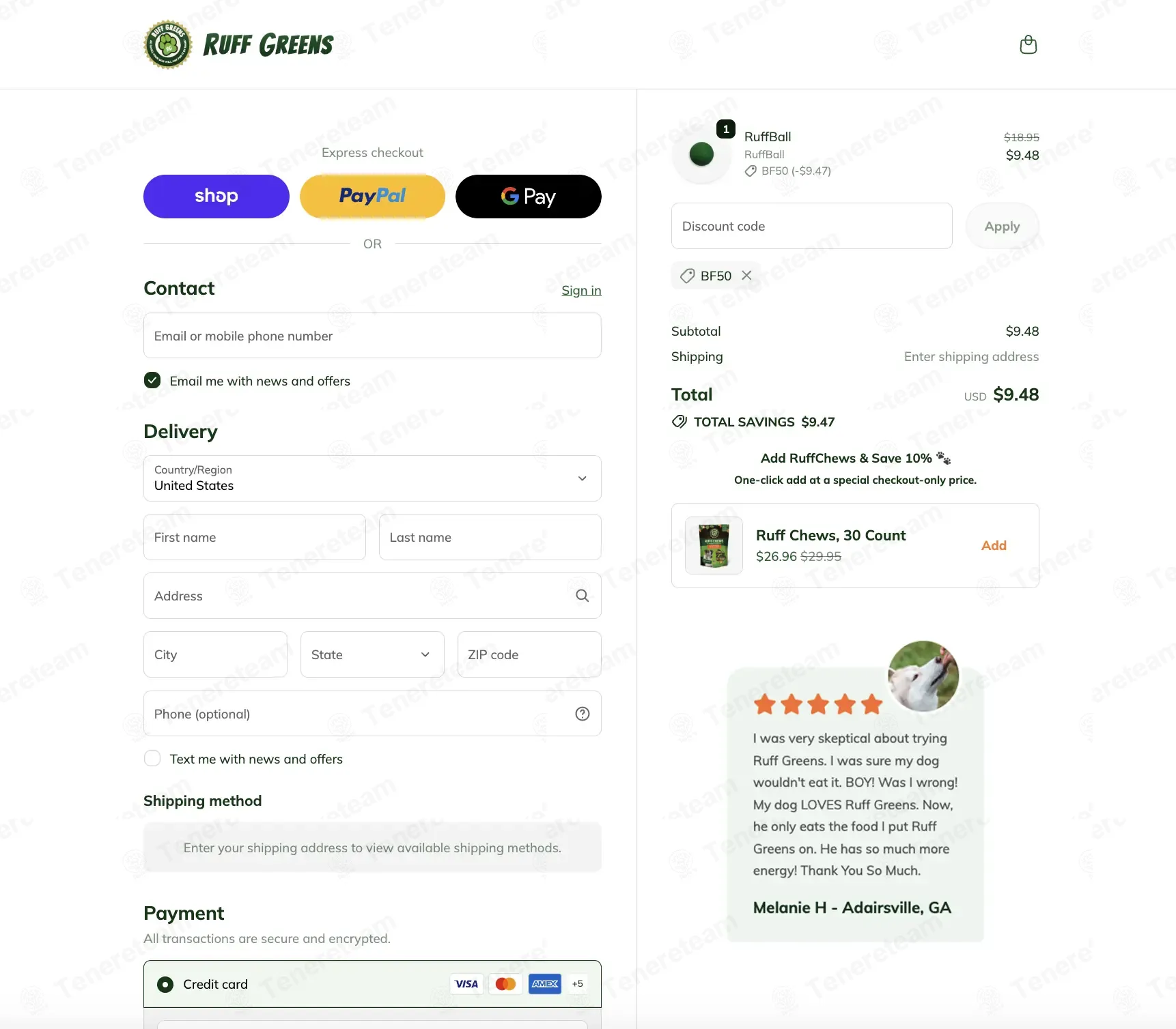 Ruff Greens coupon code: 50% off with BF50. Tested and valid as 1 month ago.