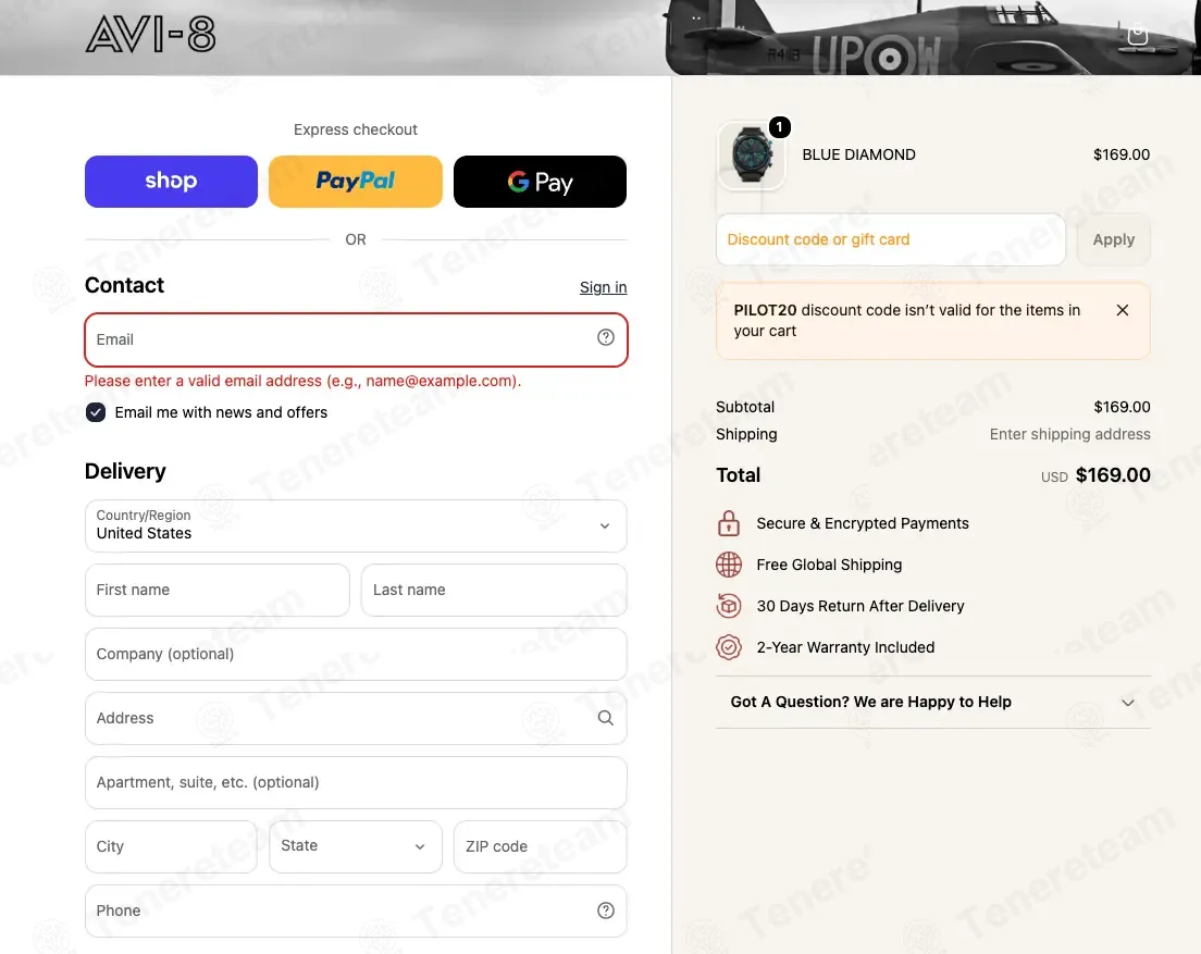 AVI 8 UK coupon code: 20% off with PILOT20. Tested and valid as 1 week ago.