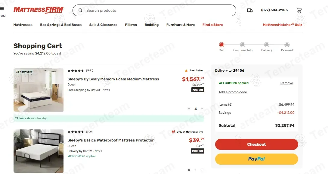 Mattress Firm coupon code: 10% off with WELCOME20. Tested and valid as 1 year ago.