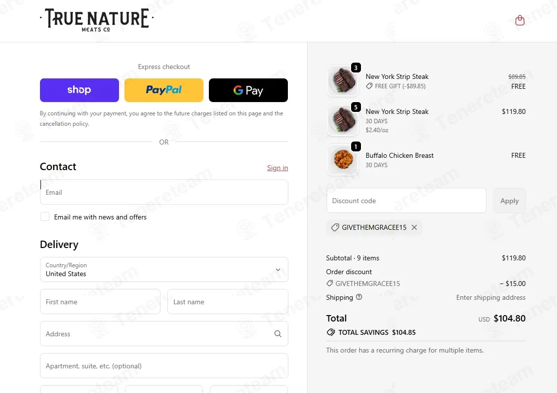 True Nature Meats coupon code: $15 off with GIVETHEMGRACEE15. Tested and valid as 1 month ago.