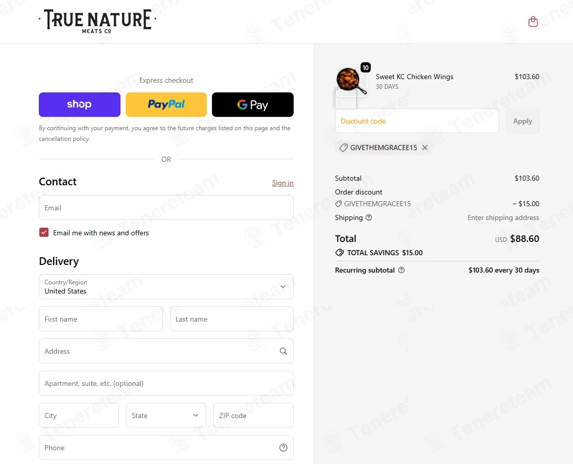True Nature Meats coupon code: $15 off with GIVETHEMGRACEE15. Tested and valid as 1 month ago.