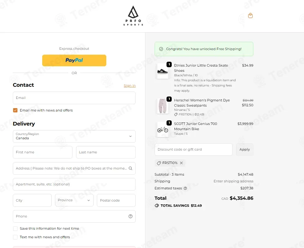 PRFO Sports coupon code: 10% off with FRST10%. Tested and valid as 6 days ago.