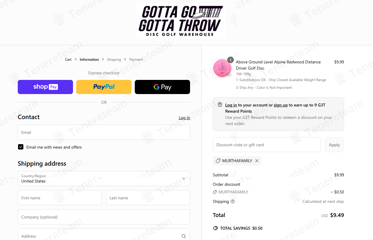 Gotta Go Gotta Throw coupon code: 5% off with MURTHAFAMILY. Tested and valid as 1 year ago.