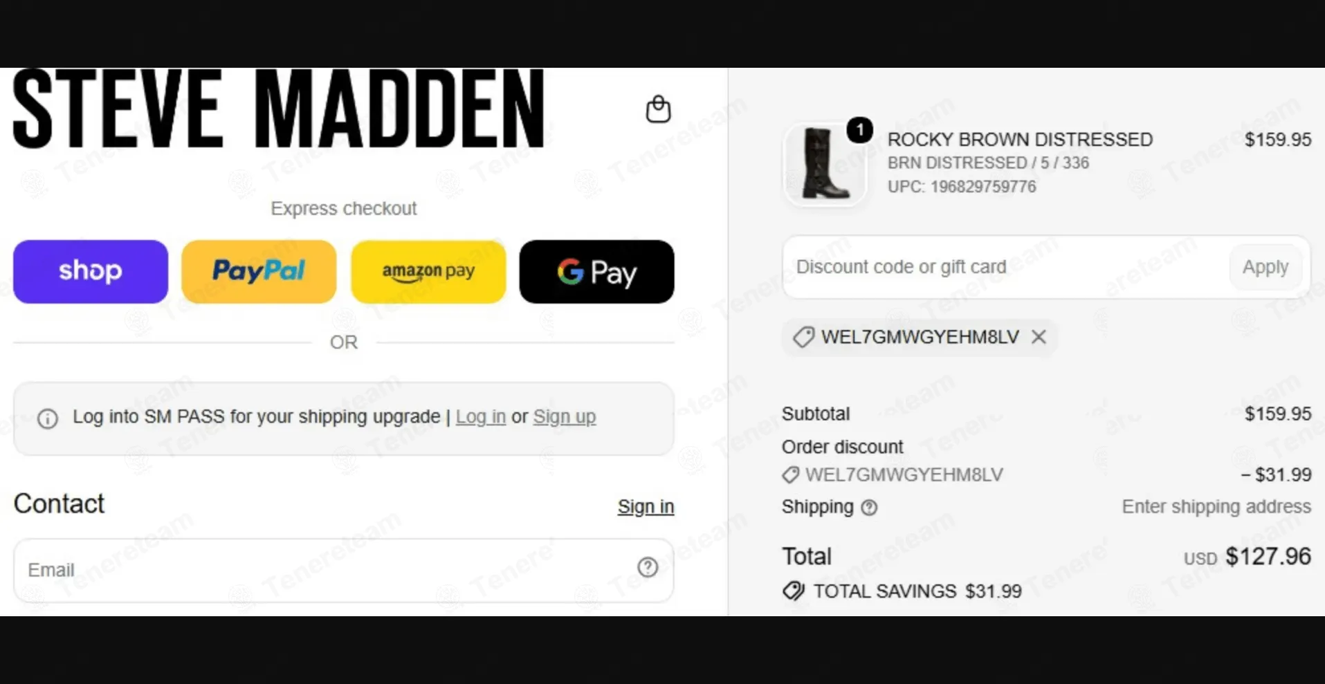 Steve Madden coupon code: Sale off with WEL7GMWGYEHM8LV. Tested and valid as 1 week ago.