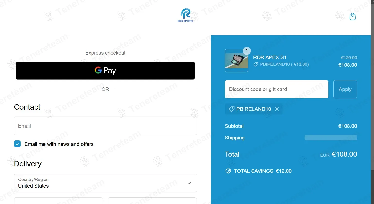 RDR Sports coupon code: 10% off with PBIRELAND10. Tested and valid as 1 year ago.