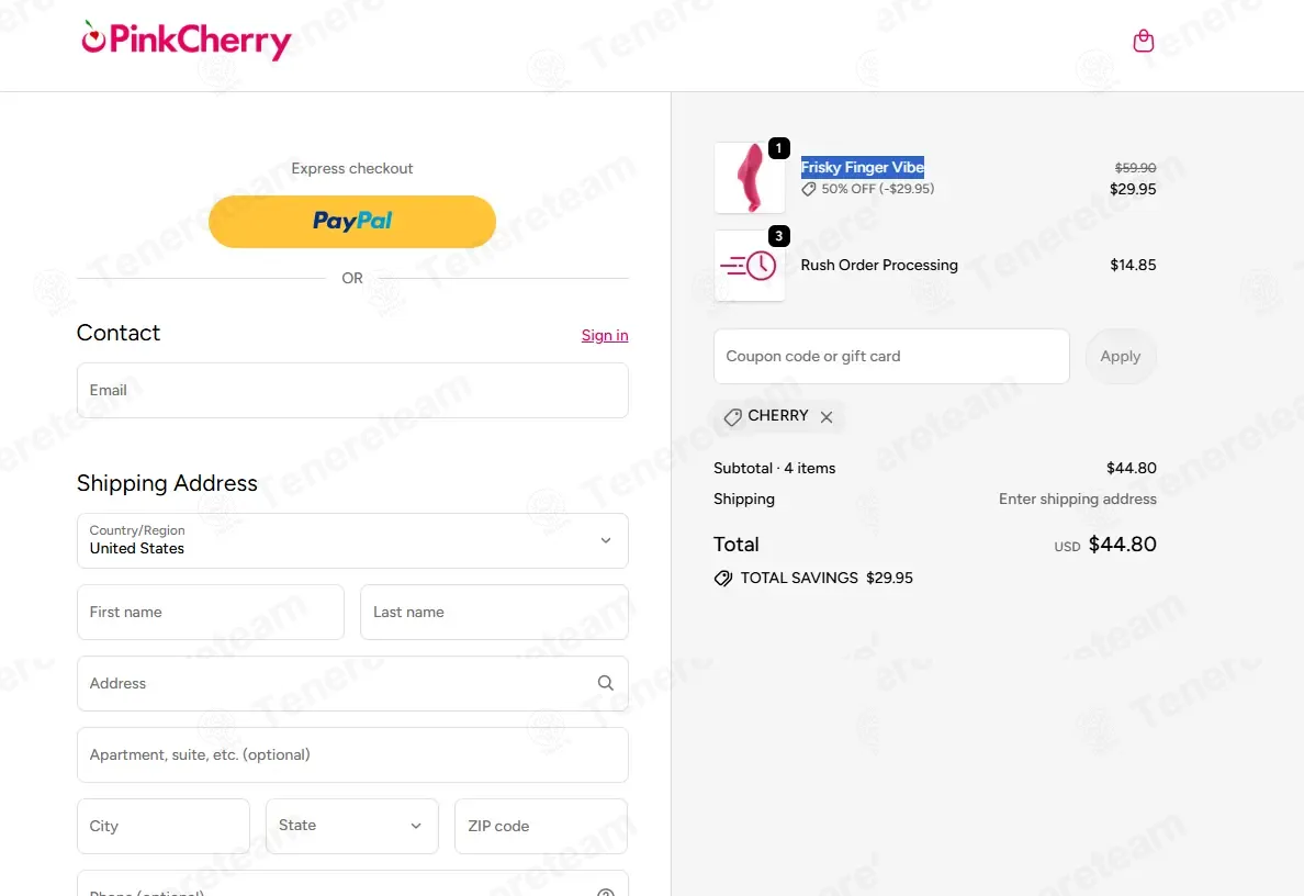 PinkCherry coupon code: 50% off with CHERRY. Tested and valid as 8 months ago.