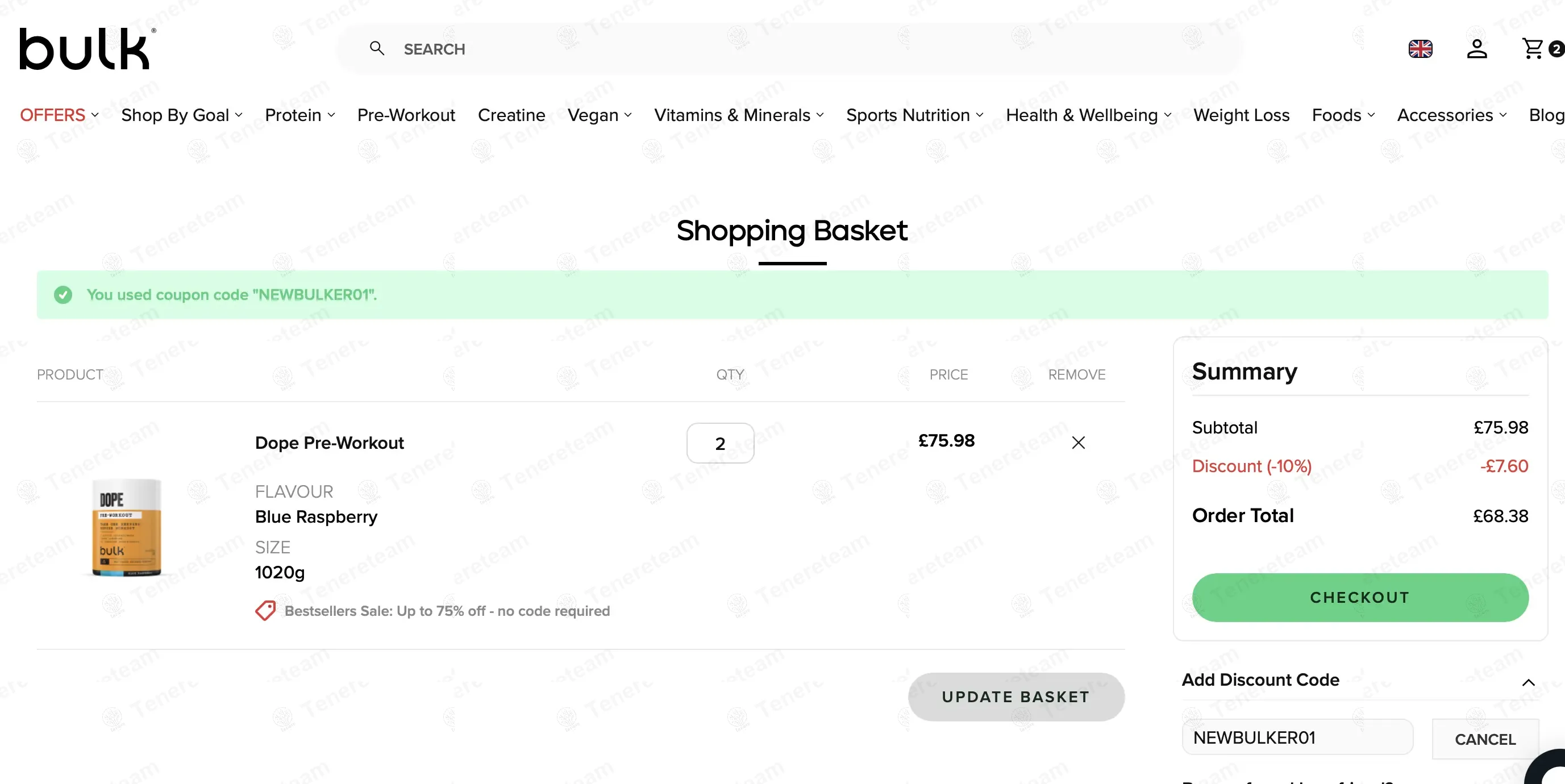 Bulkpowders UK coupon code: 10% off with NEWBULKER01. Tested and valid as 9 months ago.